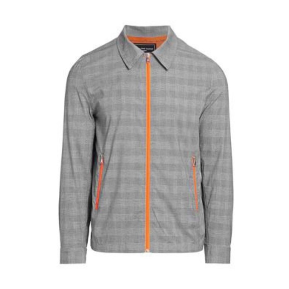 NomineeGlen Plaid Full Zip Jacket Bomber Gray Neon Orange XL NWT
